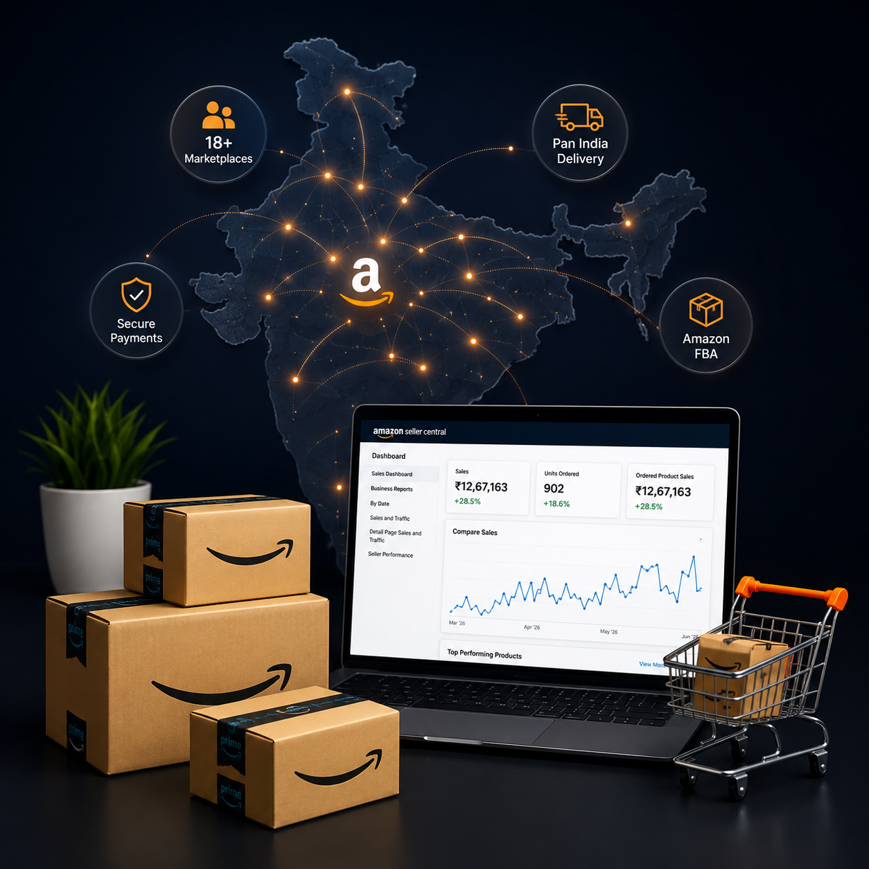 Amazon packages ready for delivery